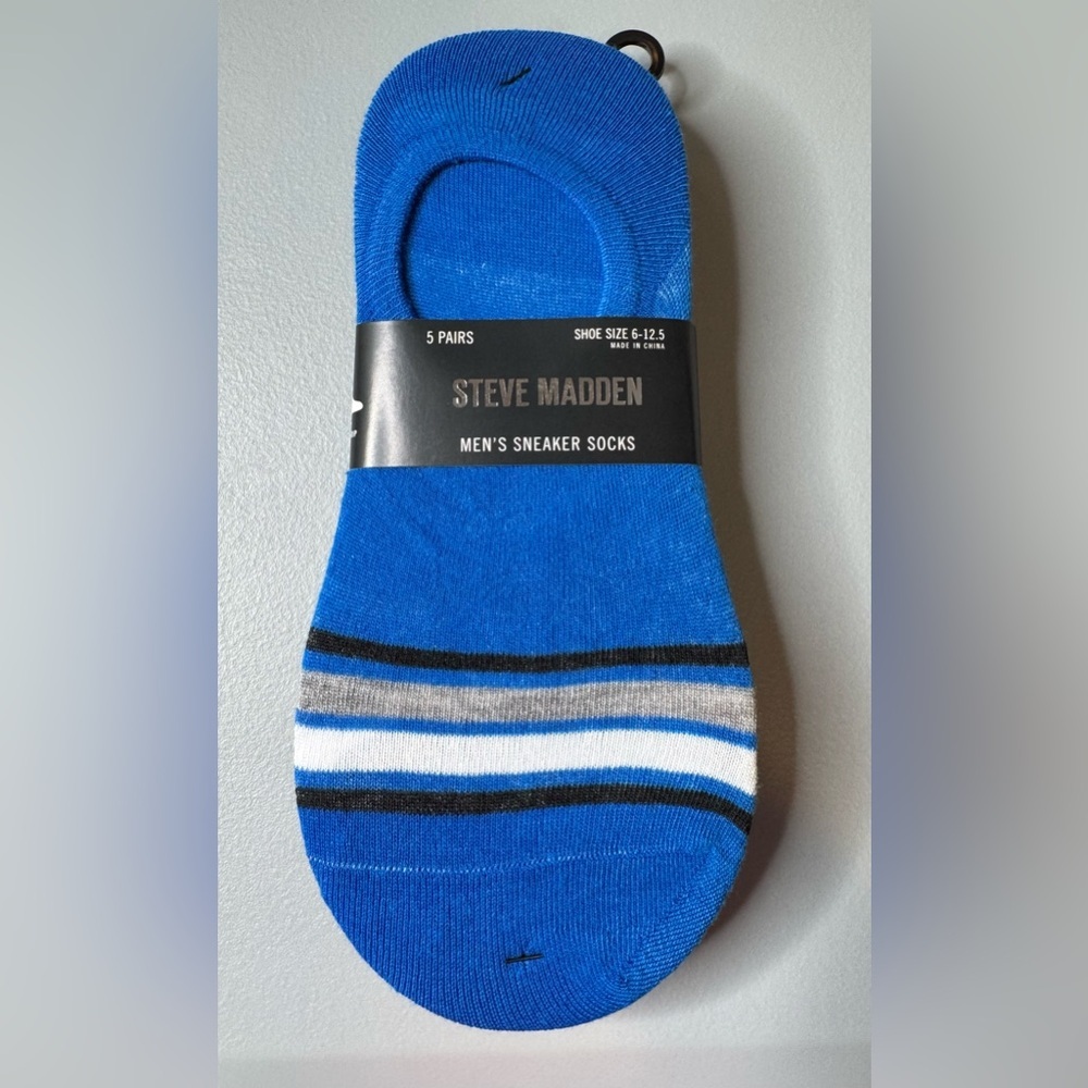 Steve Madden Striped Blue Men's sneaker Socks 5 pack